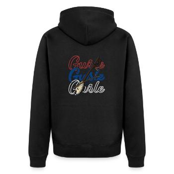 Serbien Balkan Gusle Musik Flagge - Unisex Premium Bio Zip Hoodie - Schwarz - Hinten - Nico (187cm)