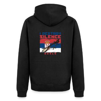 I destroy silence gusle Serbien Balkan Flagge - Unisex Premium Bio Zip Hoodie - Schwarz - Hinten - Nico (187cm)