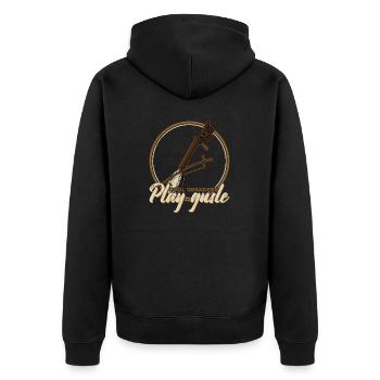 Cool grandpas play gusle Retro Serbien Balkan - Unisex Premium Bio Zip Hoodie - Schwarz - Hinten - Nico (187cm)