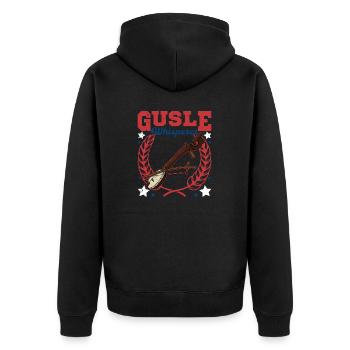 Gusle Whisperer Serbien Balkan Musik - Unisex Premium Bio Zip Hoodie - Schwarz - Hinten - Nico (187cm)