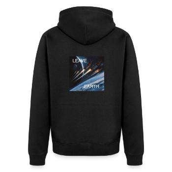 Retro Style Plakat Raumfahrt „Leave Earth“ - Unisex Premium Bio Zip Hoodie - Schwarz - Hinten - Nico (187cm)