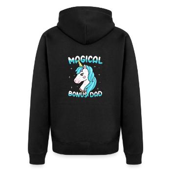 Magical Bonus Dad Stepfather Adoption - Unisex Premium Organic Zip Hoodie - black - Back - Nico (187cm)