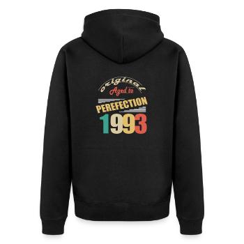 I'm 31 years old | I was born in 1993 - birth - Unisex Premium Organic Zip Hoodie - black - Back - Nico (187cm)