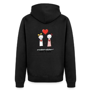 Strichmännchen Lesbisches Liebespaar Liebe - Unisex Premium Bio Zip Hoodie - Schwarz - Hinten - Nico (187cm)
