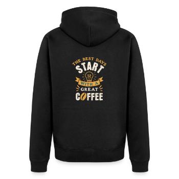 Coffee Lover Barista Quote Cappuccino Expresso - Unisex Premium Organic Zip Hoodie - black - Back - Nico (187cm)