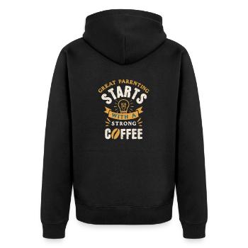 Coffee Lover Barista Quote Cappuccino Expresso - Unisex Premium Organic Zip Hoodie - black - Back - Nico (187cm)