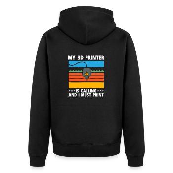3D Printer 3D Printing - Unisex Premium Organic Zip Hoodie - black - Back - Nico (187cm)
