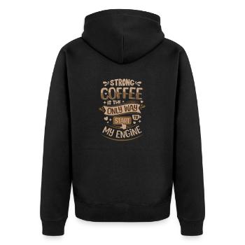 Coffee Car Lover Petrolheads Mechanics Quote Men - Unisex Premium Organic Zip Hoodie - black - Back - Nico (187cm)