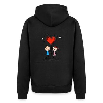 Stick Figure Amoureux Couple Couple Amour - Veste à capuche bio Premium Unisexe - noir - Dos - Nico (187cm)