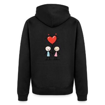 Stick Figure Amoureux Couple Couple Amour - Veste à capuche bio Premium Unisexe - noir - Dos - Nico (187cm)