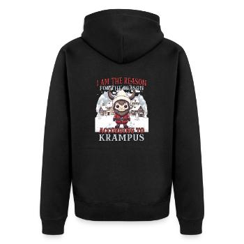 Krampus Kramperl | Krampus Kostüm Weihnachtsmann - Unisex Premium Bio Zip Hoodie - Schwarz - Hinten - Nico (187cm)