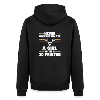 3D Drucker 3D Druck - Unisex Premium Bio Zip Hoodie - Schwarz - Hinten - Nico (187cm)