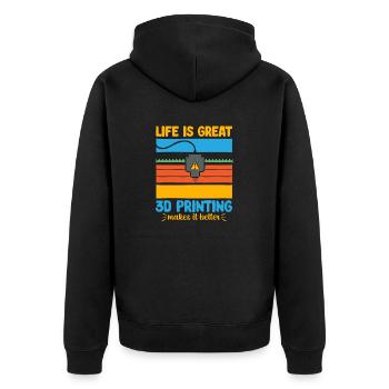 3D Drucker 3D Druck - Unisex Premium Bio Zip Hoodie - Schwarz - Hinten - Nico (187cm)