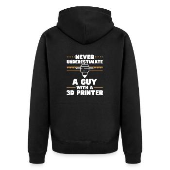 3D Drucker 3D Druck - Unisex Premium Bio Zip Hoodie - Schwarz - Hinten - Nico (187cm)
