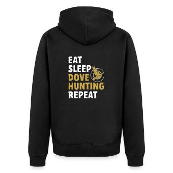 Taubenjäger Taubenjagd Tauben - Unisex Premium Bio Zip Hoodie - Schwarz - Hinten - Nico (187cm)