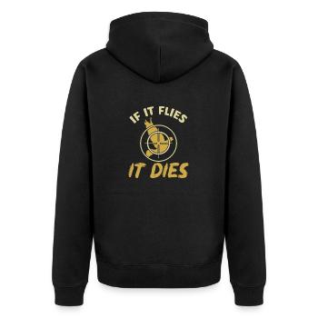 Taubenjäger Taubenjagd Tauben - Unisex Premium Bio Zip Hoodie - Schwarz - Hinten - Nico (187cm)