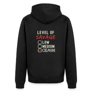 Niveau De Sauvage Gémeaux Drôle Signe Astrologique - Veste à capuche bio Premium Unisexe - noir - Dos - Nico (187cm)