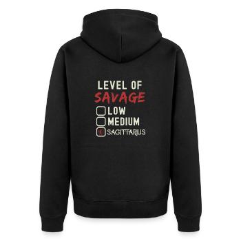 Level Of Savage Schütze Lustiges Sternzeichen - Unisex Premium Bio Zip Hoodie - Schwarz - Hinten - Nico (187cm)