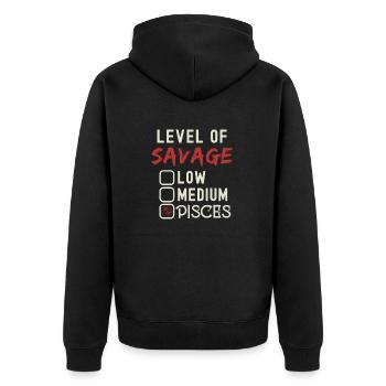 Level Of Savage Fische Lustige Sternzeichen-Astrologie - Unisex Premium Bio Zip Hoodie - Schwarz - Hinten - Nico (187cm)