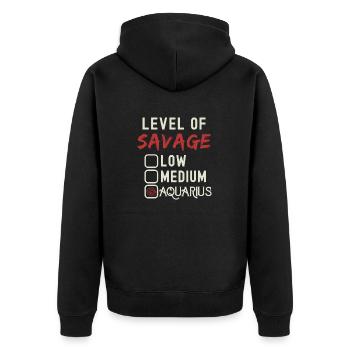 Level Des Wilden Wassermanns Lustiges Sternzeichen - Unisex Premium Bio Zip Hoodie - Schwarz - Hinten - Nico (187cm)