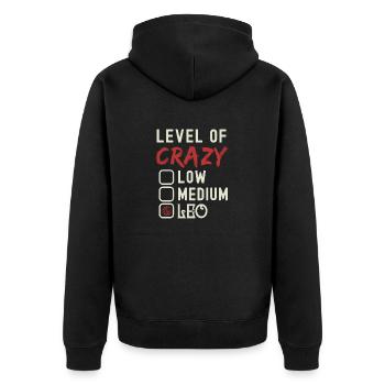 Level Of Crazy Leo Funny Star Sign Astrologie - Unisex Premium Bio Zip Hoodie - Schwarz - Hinten - Nico (187cm)