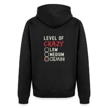Niveau De Fou Gémeaux Drôle Signe Astrologie - Veste à capuche bio Premium Unisexe - noir - Dos - Nico (187cm)