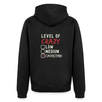 Niveau De Crazy Capricorne Drôle Signe Astrologique - Veste à capuche bio Premium Unisexe - noir - Dos - Nico (187cm)