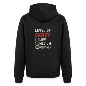 Level Of Crazy Wassermann Lustige Sternzeichen-Astrologie - Unisex Premium Bio Zip Hoodie - Schwarz - Hinten - Nico (187cm)