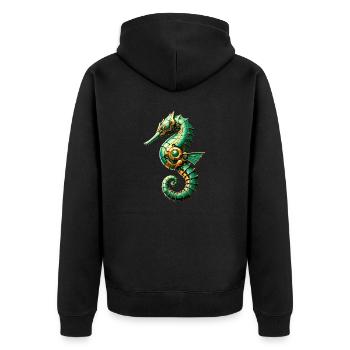 Seepferdchen Roboter, Roboter-Seepferdchen - Unisex Premium Bio Zip Hoodie - Schwarz - Hinten - Nico (187cm)