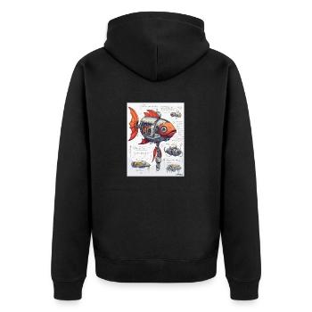 Technical Sketch of Mechanical Robot Fish - Unisex Premium Organic Zip Hoodie - black - Back - Nico (187cm)