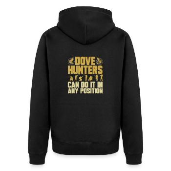 Taubenjäger Taubenjagd Tauben - Unisex Premium Bio Zip Hoodie - Schwarz - Hinten - Nico (187cm)