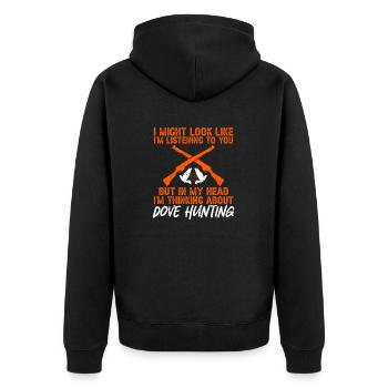 Taubenjäger Taubenjagd Tauben - Unisex Premium Bio Zip Hoodie - Schwarz - Hinten - Nico (187cm)
