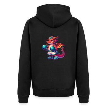 Dragon Boxer - Unisex Premium Organic Zip Hoodie - black - Back - Nico (187cm)