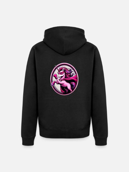 Das Super-Einhorn in rosa - Unisex Premium Bio Zip Hoodie - Schwarz