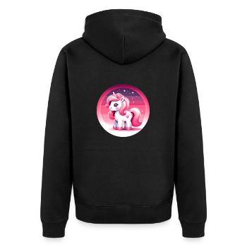 Einhorn in rosa Comicstyle - Unisex Premium Bio Zip Hoodie - Schwarz - Hinten - Nico (187cm)