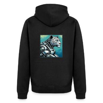 Leopard Robot - Unisex Premium Organic Zip Hoodie - black - Back - Nico (187cm)