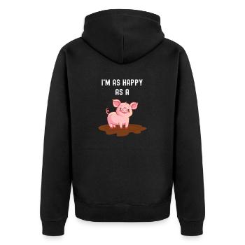 Funny Adult Joke As Happy As A Pig in - Unisex Premium Organic Zip Hoodie - black - Back - Nico (187cm)