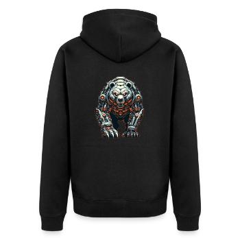 Bär Roboter - Unisex Premium Bio Zip Hoodie - Schwarz - Hinten - Nico (187cm)