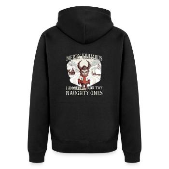 Krampus T | Krampus costume | Bad Santa Claus - Unisex Premium Organic Zip Hoodie - black - Back - Nico (187cm)