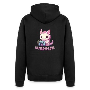 Axolotl Gamer T Kawaii Stuff Axolotl Otaku Axolotl - Unisex Premium Bio Zip Hoodie - Schwarz - Hinten - Nico (187cm)