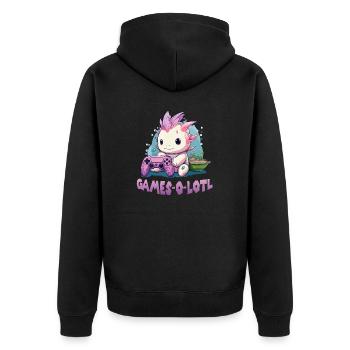 Axolotl T Kawaii Axolotl Gaming amphibians Axolotl - Unisex Premium Organic Zip Hoodie - black - Back - Nico (187cm)