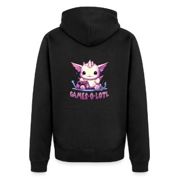 Gamer Axolotl Anime Axolotl T für Gaming Fans - Unisex Premium Bio Zip Hoodie - Schwarz - Hinten - Nico (187cm)