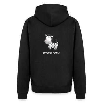 Kinder Niedliches und entzückendes Zebra für Kinder, die lieben - Unisex Premium Bio Zip Hoodie - Schwarz - Hinten - Nico (187cm)