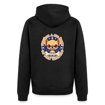 Angry Chihuahua - Big Bone - dog pun shirt gift - Unisex Premium Organic Zip Hoodie - black - Back - Nico (187cm)