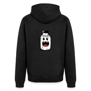 Glückliche Milch - Unisex Premium Bio Zip Hoodie - Schwarz - Hinten - Nico (187cm)