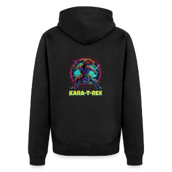 Tyrannosaurus Rex Wortspiel Shirt - Karate T-Rex T-Shirt - Unisex Premium Bio Zip Hoodie - Schwarz - Hinten - Nico (187cm)