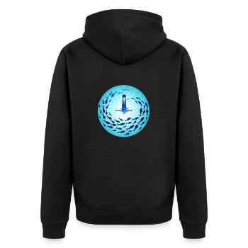 Blau würde Blue Would - Unisex Premium Bio Zip Hoodie - Schwarz - Hinten - Nico (187cm)