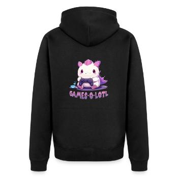 Kawaii Axolotl Gamer T | Anime Gamer T| Axolotl - Veste à capuche bio Premium Unisexe - noir - Dos - Nico (187cm)