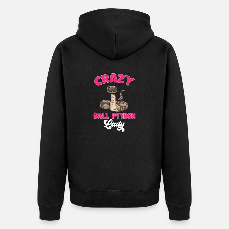 Ball Python Schlange Königspython - Unisex Premium Bio Zip Hoodie - Schwarz