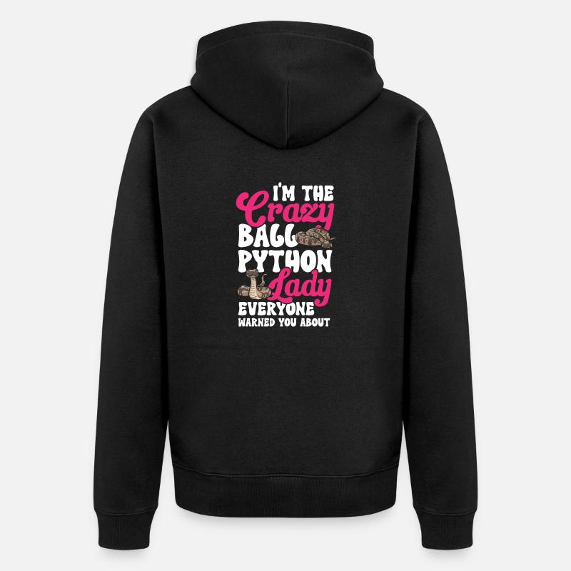Ball Python Schlange Königspython - Unisex Premium Bio Zip Hoodie - Schwarz